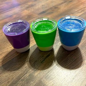 Munchkin Splash Toddler Cups w/ Training Lids, 7oz, (3) - Purple, Green, Blue